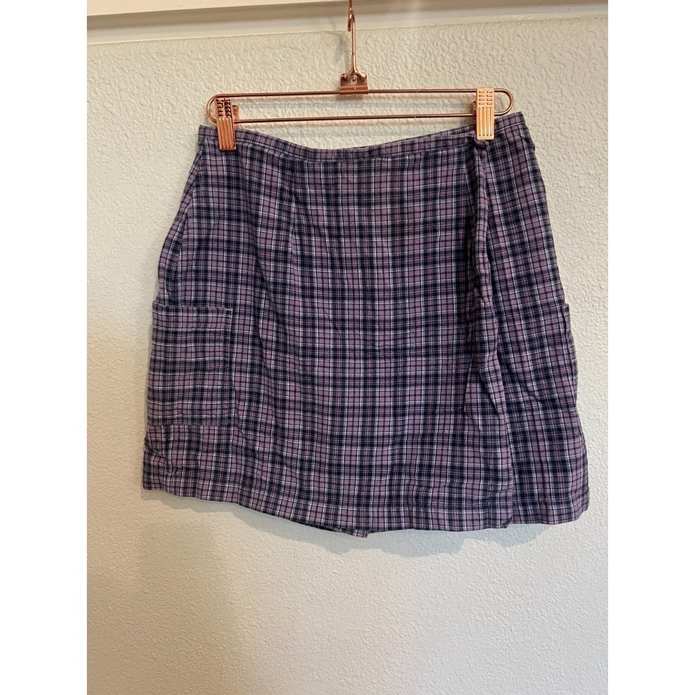 Vintage Cherokee Womens Purple Plaid Mini Skirt Skors Sz 6 Y2K Collegiate Preppy